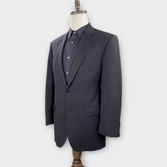 Brooks Brothers Blazer Mens 40R Slim Pinstripe 346 Stretch Black Sport Jacket - Picture 2 of 16